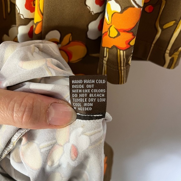 J. McLaughlin Dress Brown Red Orange Floral Slimming Ruched Catalina Womens Sz M - Picture 9 of 12